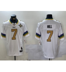 Men New Orleans Saints 7 Taysom Hill White 2024 F U S E  Vapor Limited Stitched Jersey