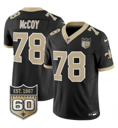 Men New Orleans Saints 78 Erik McCoy Black 2026 F U S E 60th Anniversary Patch Vapor Limited Football Stitched Jersey Men New Orleans Saints 78 Erik McCoy Black 2026 F U S E 60th Anniversary Patch Vapor Limited Football Stitched Jersey