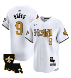 Men New Orleans Saints 9 Drew Brees White Cool Base Stitched Baseball Jersey