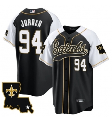 Men New Orleans Saints 94 Cameron Jordan Black White 1987 Legacy Cool Base Stitched Baseball Jersey