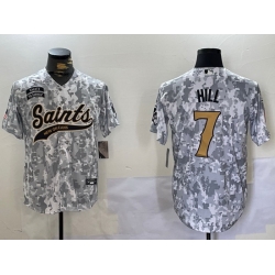 Men New Orleans Saints Team 7 Taysom Hill 2024 Arctic Camo Salute To Service Stitched Baseball Jersey