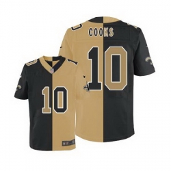 Nike Saints #10 Brandin Cooks Black Gold Mens Stitched NFL Elite Split Jersey