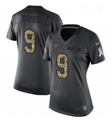 Womens Nike New Orleans Saints 9 Drew Brees Limited Black 2016 Salute to Service NFL Jersey