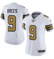 Womens Nike New Orleans Saints 9 Drew Brees Limited White Rush Vapor Untouchable NFL Jersey