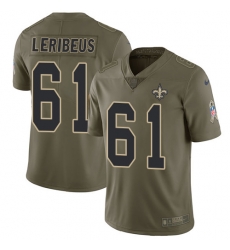 Limited Nike Olive Youth Josh LeRibeus Jersey NFL 61 New Orleans Saints 2017 Salute to Service