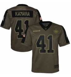 Youth New Orleans Saints Alvin Kamara Nike Olive 2021 Salute To Service Game Jersey