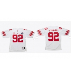Men Michael Strahan New York Giants White 2007 Super Bowl XLII Authentic Jersey
