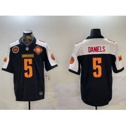 Men Washington Commanders 5 Jayden Daniels Black White 2024 F U S E  90th Anniversary Vapor Limited Stitched Football Jersey  60