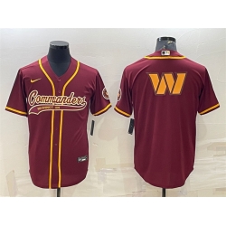 Men Washington Commanders Burgundy Team Big Logo With Patch Cool Base Stitched Baseball Jersey