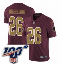 Mens Nike Washington Redskins 26 Bashaud Breeland Burgundy RedGold Number Alternate 80TH Anniversary Vapor Untouchable Limited Stitched 100th anniversary N