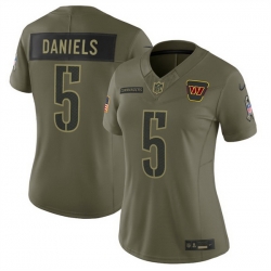Women Washington Commanders 5 Jayden Daniels Olive 2025 Salute to Service Limited Stitched Football Jersey Women Washington Commanders 5 Jayden Daniels Olive 2025 Salute to Service Limited Stitched Football Jersey