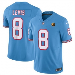 Men Tennessee Titans 8 Will Levis Blue 2023 F U S E  Throwback With John Madden Patch Vapor Limited Stitched Football Jersey