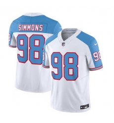 Men Tennessee Titans 98 Jeffery Simmons White Blue 2023 F U S E  Vapor Limited Throwback Stitched Football Jersey