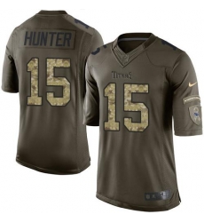 Nike Titans #15 Justin Hunter Green Mens Stitched NFL Limited Salute to Service Jersey