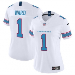 Women Tennessee Titans  1 Cameron Ward White 2026 F U S E  Vapor Limited Stitched Football Jersey  
