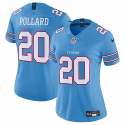 Women Tennessee Titans  20 Tony Pollard Light Blue 2026 F U S E  Vapor Limited Stitched Football Jersey  