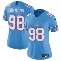 Women Tennessee Titans  98 Jeffery Simmons Light Blue 2026 F U S E  Vapor Limited Stitched Football Jersey  