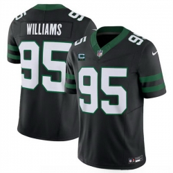 Men New York Jets 95 Quinnen Williams Black 2024 F U S E  With 2 Star C Patch Vapor Limited Stitched Jersey