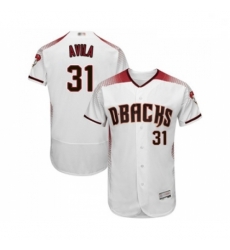 Mens Arizona Diamondbacks 31 Alex Avila White Home Authentic Collection Flex Base Baseball Jersey