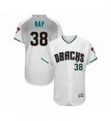 Mens Arizona Diamondbacks 38 Robbie Ray White Teal Alternate Authentic Collection Flex Base Baseball Jersey