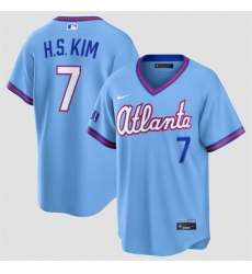 Men Atlanta Braves  7 Ha Seong Kim Powder Blue 2026 City Connect Stadium Stitched Baseball Jersey