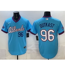 Men Atlanta Braves 96 OutKast Powder Blue 2026 City Connect Stadium Stitched Baseball Jersey Men Atlanta Braves 96 OutKast Powder Blue 2026 City Connect Stadium Stitched Baseball Jersey