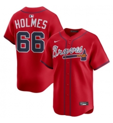 Men Atlanta Braves Nike Alternate Limited Jersey Red Holmes Grant 66