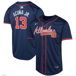 Men Atlanta Braves Ronald Acuna Jr. #13 Nike Navy Alternate Limited Player Jersey