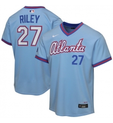 Youth Atlanta Braves 27 Austin Riley Powder Blue 2026 City Connect Stadium Stitched Baseball Jersey Youth Atlanta Braves 27 Austin Riley Powder Blue 2026 City Connect Stadium Stitched Baseball Jersey