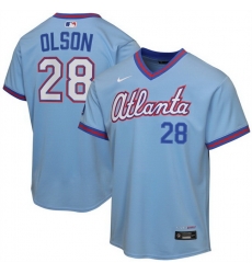 Youth Atlanta Braves  28 Matt Olson Powder Blue 2026 City Connect Stadium Stitched Baseball Jersey