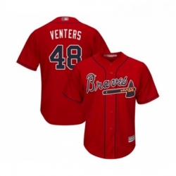 Youth Atlanta Braves 48 Jonny Venters Replica Red Alternate Cool Base Baseball Jersey 