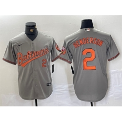 Men Baltimore Orioles 2 Gunnar Henderson Gray Cool Base Stitched Jersey