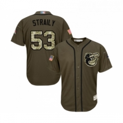 Youth Baltimore Orioles 53 Dan Straily Authentic Green Salute to Service Baseball Jersey 