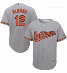 Youth Majestic Baltimore Orioles 12 Roberto Alomar Replica Grey Road Cool Base MLB Jersey 