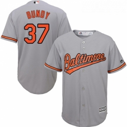 Youth Majestic Baltimore Orioles 37 Dylan Bundy Authentic Grey Road Cool Base MLB Jersey