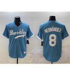 Men Brooklyn Dodgers 8 Enrique Hernandez Light Blue Stitched Baseball Jersey