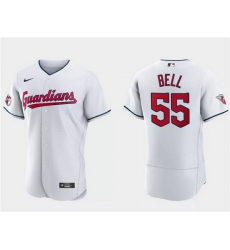 Men Cleveland Guardians 55 Josh Bell White Flex Base Stitched Jersey