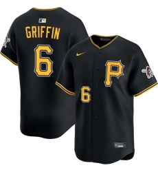Men Pittsburgh Pirates  6 Konnor Griffin Black Alternate Limited Stitched Baseball Jersey