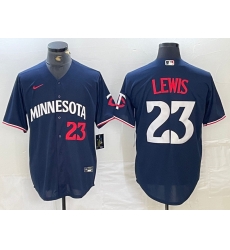 Men Twins 25 Byron Buxton Navy Nike Cool Base Men Jersey