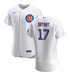 Men Chicago Cubs 17 Kris Bryant Men Nike White Home 2020 Flex Base Player Jersey