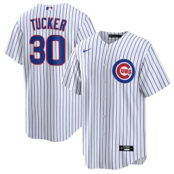 Men Chicago Cubs 30 Kyle Tucker White 2024 Cool Base Stitched Baseball Jersey