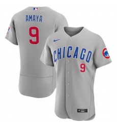 Men Chicago Cubs 9 Miguel Amaya Grey Flex Base Stitched Baseball Jersey