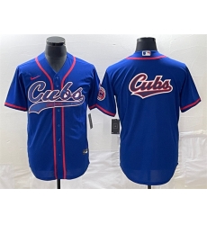 Men Chicago Cubs Royal Team Big Logo Cool Base Stitched Jersey