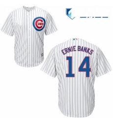 Mens Majestic Chicago Cubs 14 Ernie Banks Replica White Home Cool Base MLB Jersey