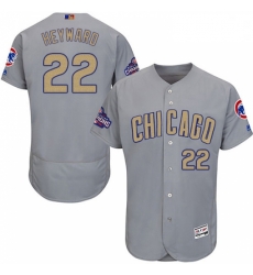 Mens Majestic Chicago Cubs 22 Jason Heyward Authentic Gray 2017 Gold Champion Flex Base MLB Jersey