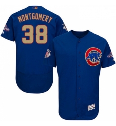 Mens Majestic Chicago Cubs 38 Mike Montgomery Royal Blue 2017 Gold Champion Flexbase Authentic Collection MLB Jersey