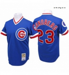 Mens Mitchell and Ness Chicago Cubs 23 Ryne Sandberg Replica Blue Throwback MLB Jersey