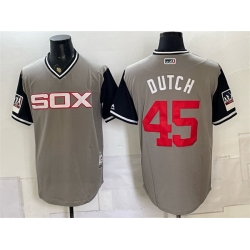 Men Chicago White Sox  45 Dutch Grey Stitched Baseball Jersey