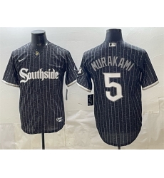 Men Chicago White Sox 5 Munetaka Murakami Black 2021 City Connect Cool Base Stitched Jersey Men Chicago White Sox 5 Munetaka Murakami Black 2021 City Connect Cool Base Stitched Jersey