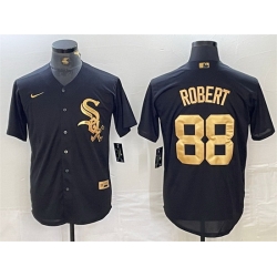 Men Chicago White Sox 88 Luis Robert Black Cool Base Stitched Jersey